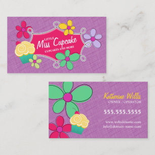 Whimsical Cupcake Floral en Doodle Lijst Visitekaartje