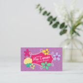 Whimsical Cupcake Floral en Doodle Lijst Visitekaartje (Staand voorkant)