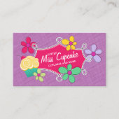 Whimsical Cupcake Floral en Doodle Lijst Visitekaartje (Voorkant)