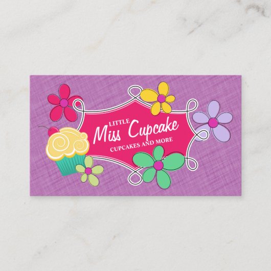 Whimsical Cupcake Floral en Doodle Lijst Visitekaartje (Voorkant)