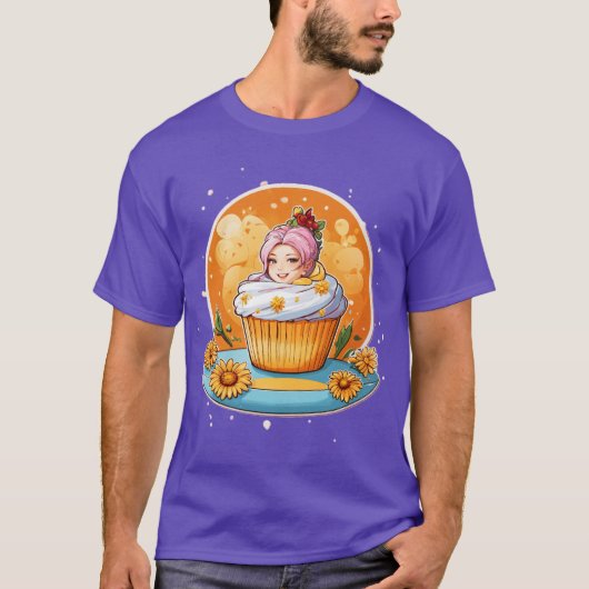 Whimsical Cupcake Lady Sticker T-Shirt Design (Voorkant)