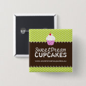 WHIMSICAL CUPCAKE PIN VIERKANTE BUTTON 5,1 CM (Voorkant /achterkant)
