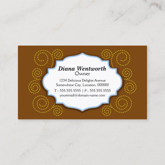 Whimsical Cupcake & Swirls Bakery Visitekaartje (Achterkant)