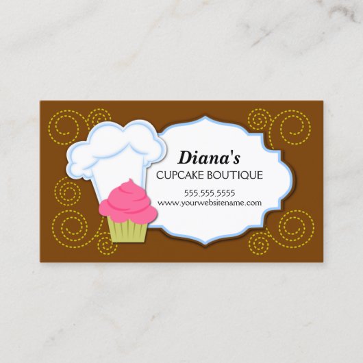 Whimsical Cupcake & Swirls Bakery Visitekaartje (Voorkant)
