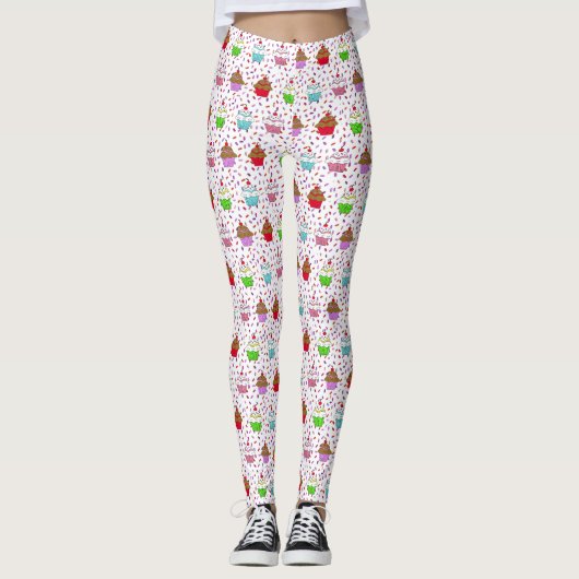 Whimsical Cupcakes en Snoep Sprinkles Leggings (Voorkant)