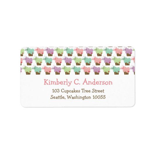 Whimsical Cupcakes Tree Butterflies Etiket (Voorkant)