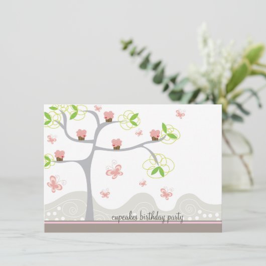 Whimsical Cupcakes Tree Butterflies Kaart (Staand voorkant)