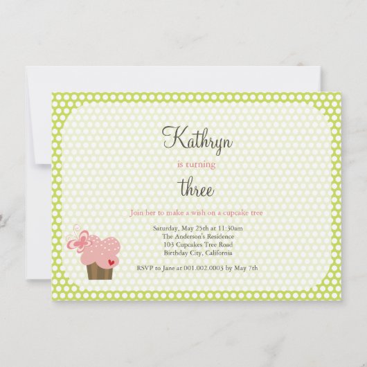 Whimsical Cupcakes Tree Butterflies Kaart (Achterkant)