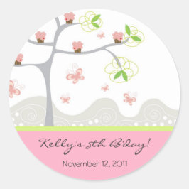 Whimsical Cupcakes Tree Butterflies Ronde Sticker