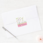 Whimsical Cupcakes Tree Butterflies Vierkante Sticker (Envelop)