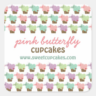Whimsical Cupcakes Tree Butterflies Vierkante Sticker