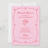 Whimsical Cupid | Blush Roze en Rode Bruiloftssalo Kaart (Voorkant)