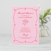 Whimsical Cupid | Blush Roze en Rode Bruiloftssalo Kaart (Staand voorkant)