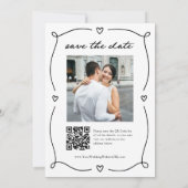 Whimsical Cupid | Romantische foto en QR-code Save The Date (Achterkant)