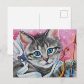 Whimsical Cupid Tabby Kitty Cat Waterverf Art Briefkaart (Voorkant / Achterkant)