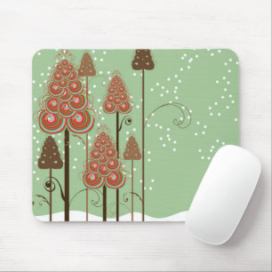 Whimsical Curly Christmas Trees Winter Wonderland Muismat