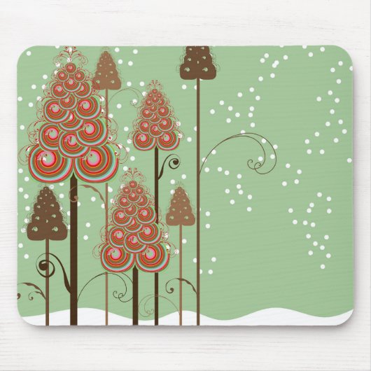 Whimsical Curly Christmas Trees Winter Wonderland Muismat (Voorkant)