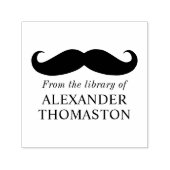 Whimsical Curly Mustache Silhouet Bibliotheek Boek Zelfinktende Stempel (Design)