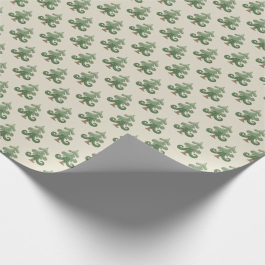 Whimsical Curvy Christmas Tree Pattern Cadeaupapier (Hoek)