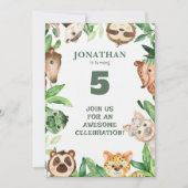 Whimsical Custom Animal Jungle Birthday Invitation Kaart (Voorkant)
