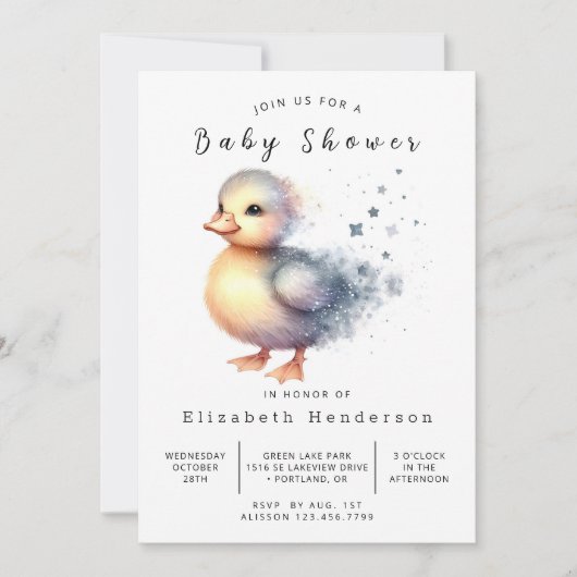 Whimsical Custom Duck Baby shower Kaart (Voorkant)