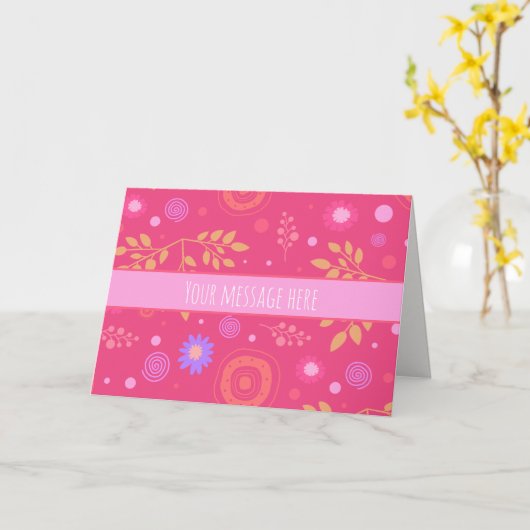 Whimsical Custom Flowers Roze Inspirivity Notecard Kaart (Gele Bloem)