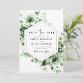 Whimsical Custom Flowers Sage Green Wedding Save The Date (Staand voorkant)