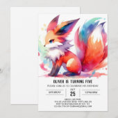 Whimsical Custom Fox Verjaardag Kaart (Voorkant / Achterkant)