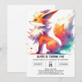 Whimsical Custom Fox Verjaardag Kaart (Voorkant / Achterkant)