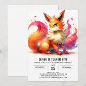Whimsical Custom Fox Verjaardag Kaart (Voorkant / Achterkant)