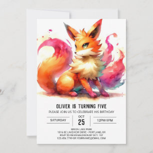 Whimsical Custom Fox Verjaardag Kaart