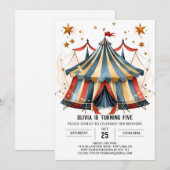 Whimsical Custom Fun Circus Verjaardag Kaart (Voorkant / Achterkant)