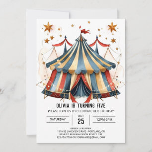 Whimsical Custom Fun Circus Verjaardag Kaart