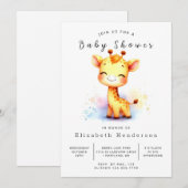 Whimsical Custom Giraffe Baby shower Kaart (Voorkant / Achterkant)