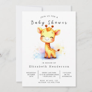 Whimsical Custom Giraffe Baby shower Kaart