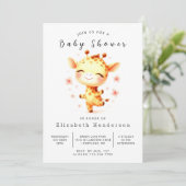 Whimsical Custom Giraffe Baby shower Kaart (Staand voorkant)