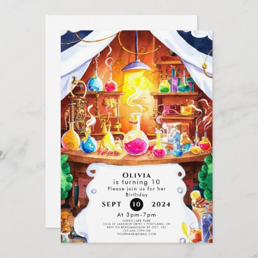 Whimsical Custom Kinderen Scientist Birthday Kaart (Voorkant / Achterkant)