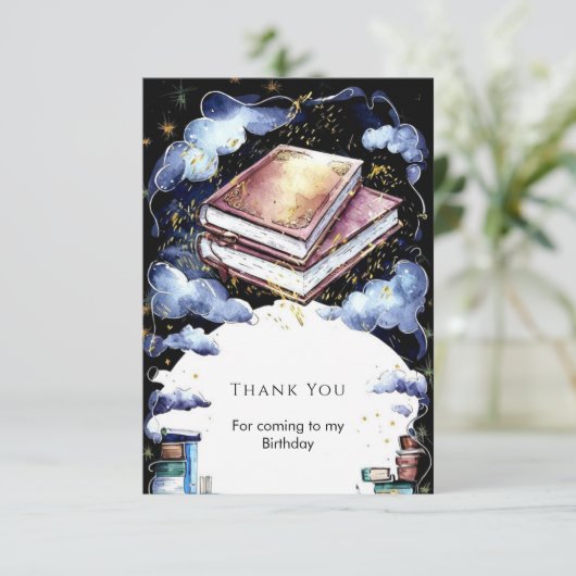 Whimsical Custom Magic Storybook Verjaardag Bedankkaart (Staand voorkant)