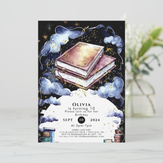 Whimsical Custom Magic Storybook Verjaardag Kaart (Staand voorkant)