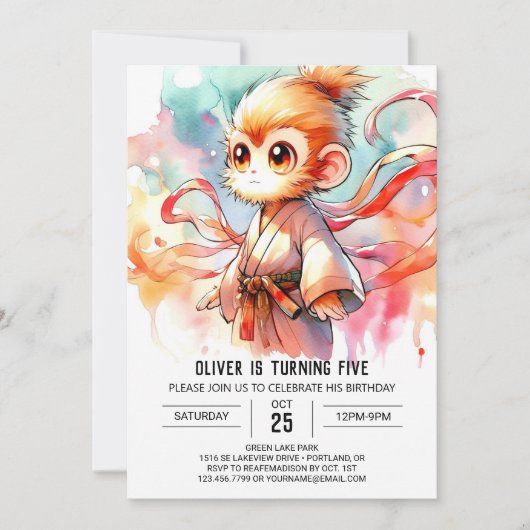 Whimsical Custom Monkey Verjaardag Kaart (Voorkant)