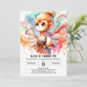 Whimsical Custom Monkey Verjaardag Kaart (Staand voorkant)