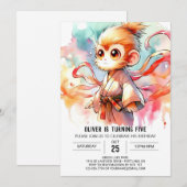 Whimsical Custom Monkey Verjaardag Kaart (Voorkant / Achterkant)