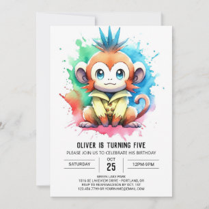 Whimsical Custom Monkey Verjaardag Kaart