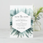 Whimsical Custom Mountain Wedding Save The Date (Staand voorkant)
