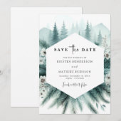 Whimsical Custom Mountain Wedding Save The Date (Voorkant / Achterkant)