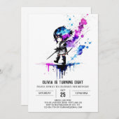 Whimsical Custom Ninja Digitaal Meisje Verjaardag Kaart (Voorkant / Achterkant)