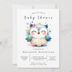 Whimsical Custom Owl Baby shower Kaart