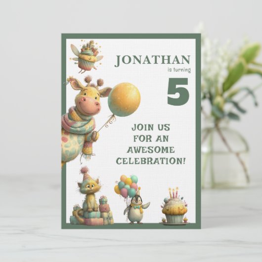 Whimsical Custom Personalized Birthday Invitation Kaart (Staand voorkant)