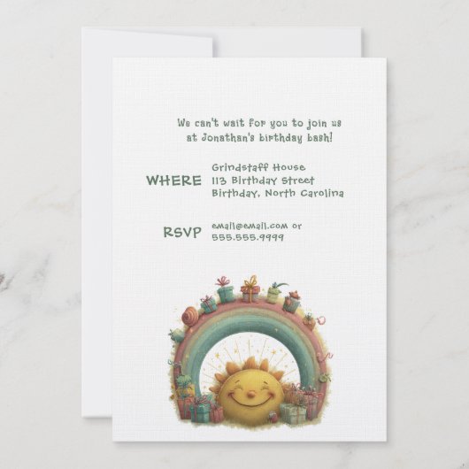 Whimsical Custom Personalized Birthday Invitation Kaart (Achterkant)
