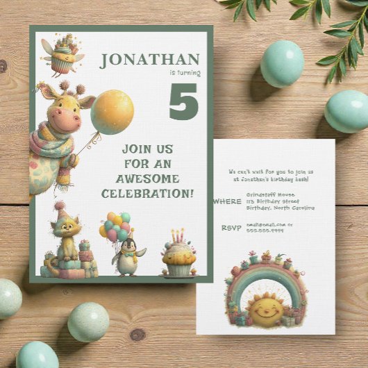 Whimsical Custom Personalized Birthday Invitation Kaart